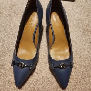 Coach Navy Blue Pointed Toe Heels